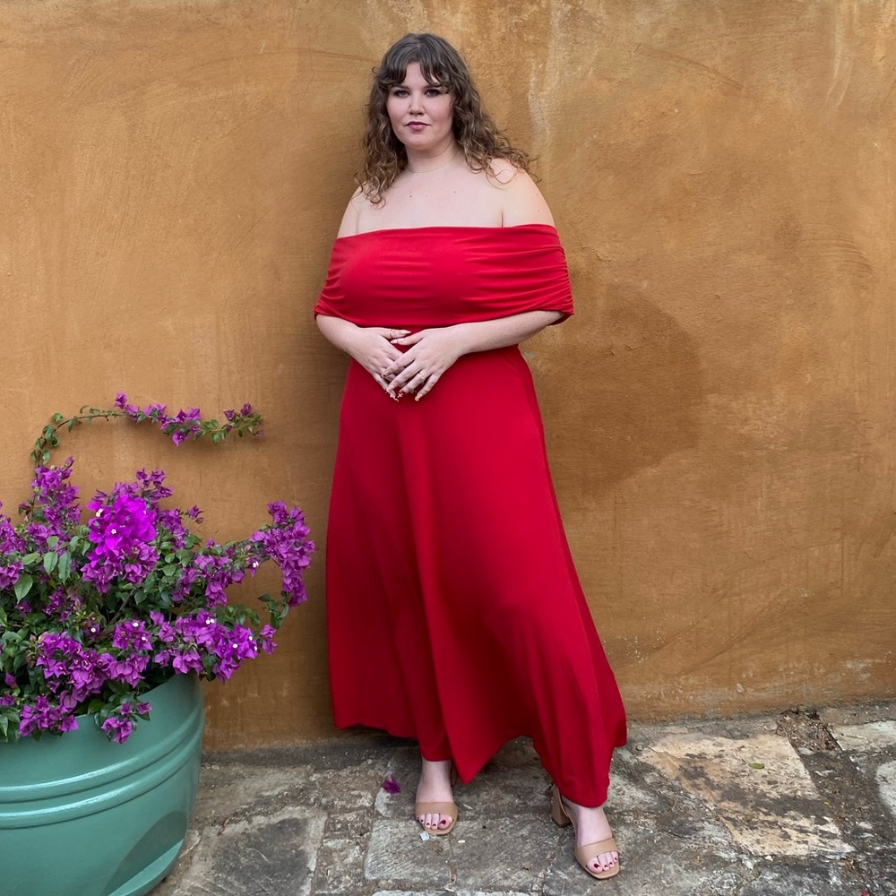Eloquii Off-Shoulder Red Maxi Dress - Picture 3 of 3